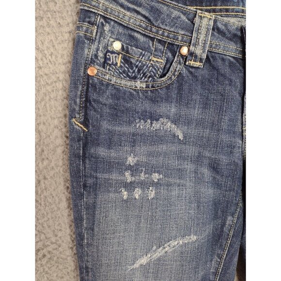 Miss Me NEW Boyfriend Dark Wash Mid Rise Distressed Crop Jeans Women's Size‎ 26 - Picture 2 of 13